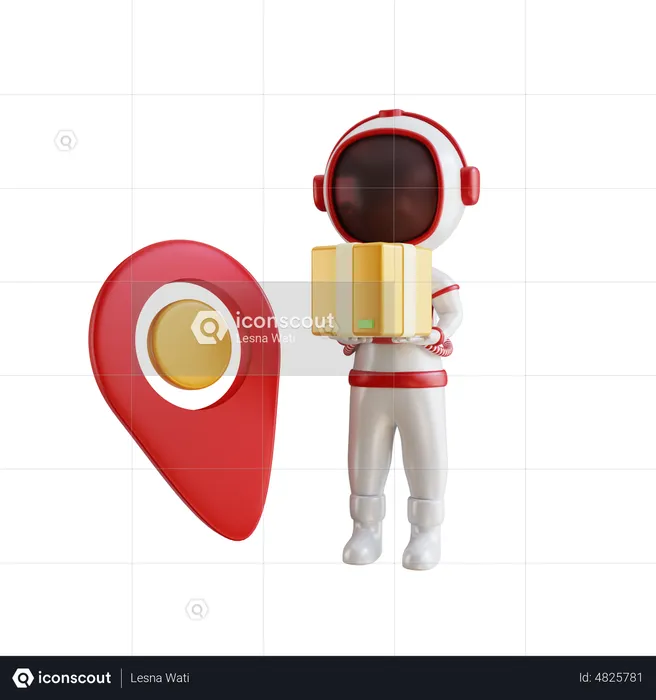 Astronaut delivery man reached at delivery location  3D Illustration