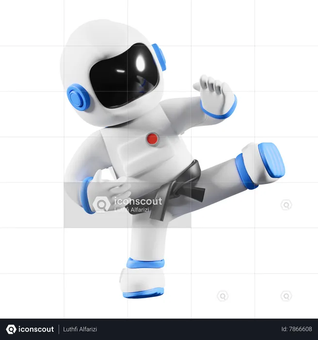 Astronaut doing karate  3D Illustration