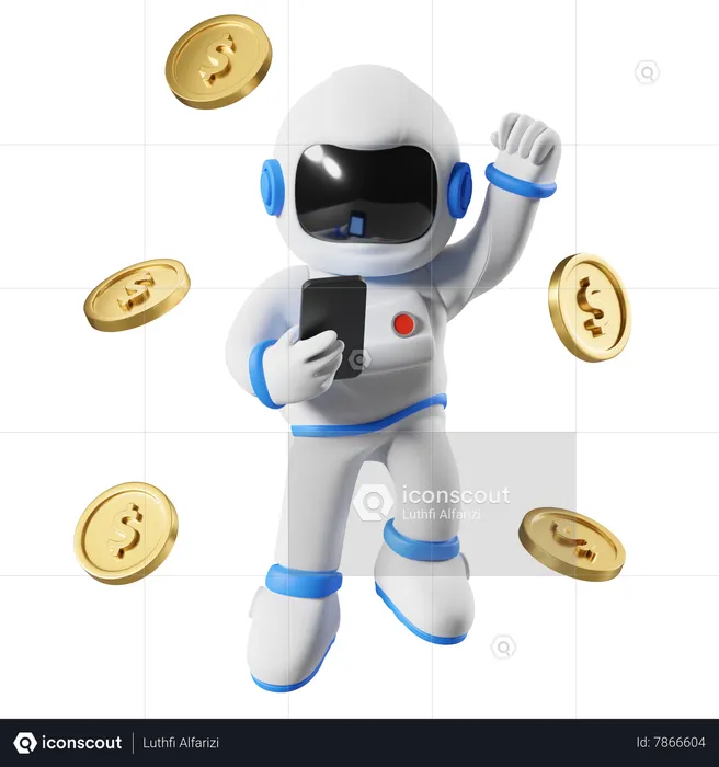 Astronaut earing profit from investment  3D Illustration