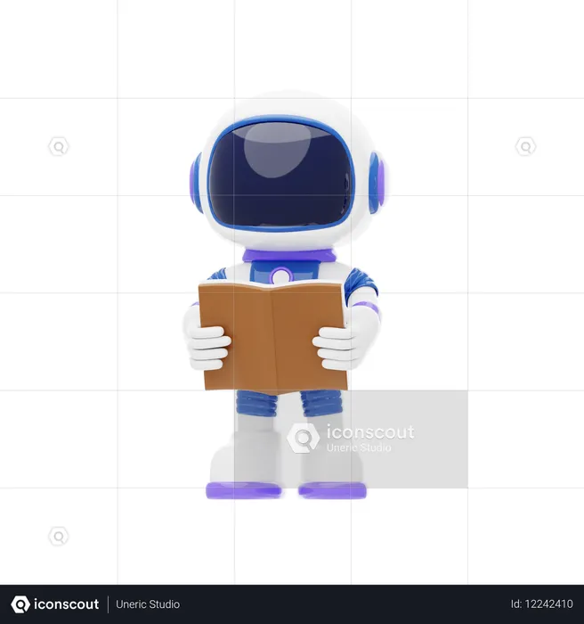 Astronaut Floating While Reading Book  3D Illustration
