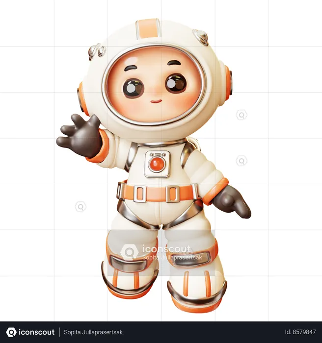 Astronaut Floating With Greeting Gesture  3D Illustration
