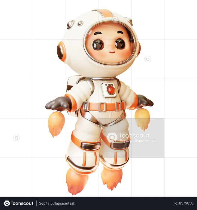 Astronaut Flying In Space  3D Illustration