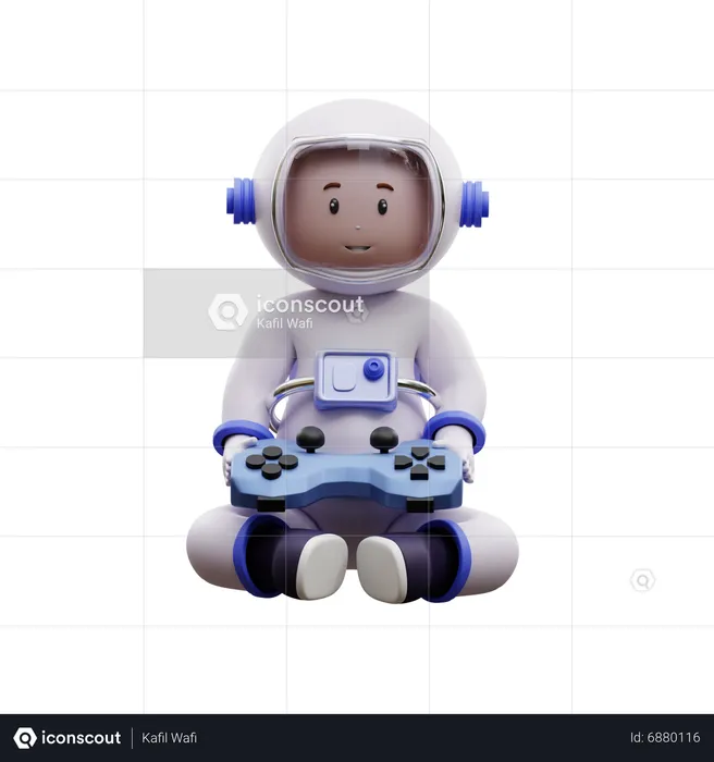 Astronaut Game Play  3D Illustration