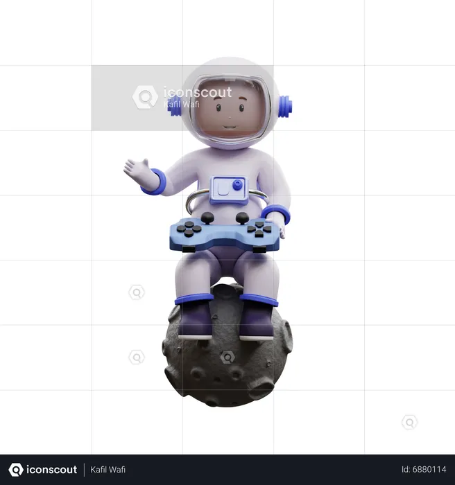 Astronaut Game Play  3D Illustration