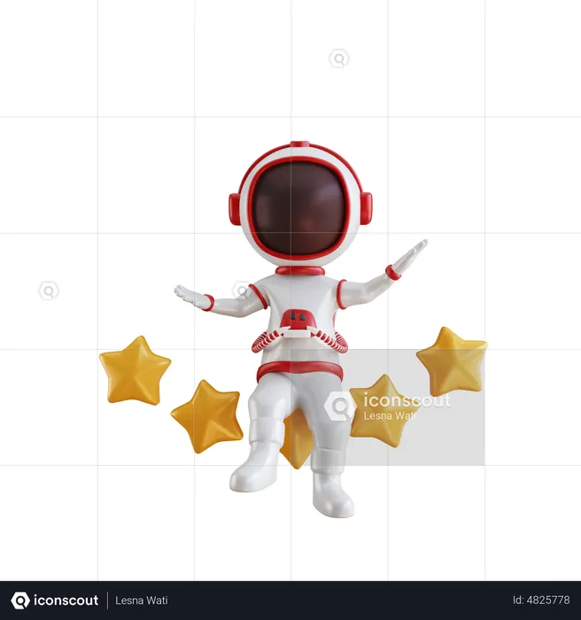 Astronaut giving five star rating  3D Illustration