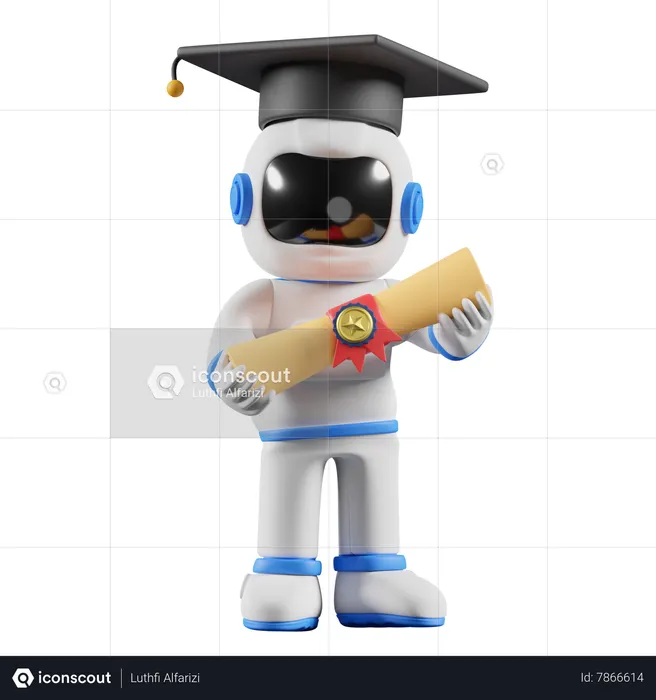 Astronaut got graduated  3D Illustration