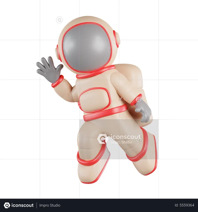 Astronaut Greets With Raised Hand  3D Icon