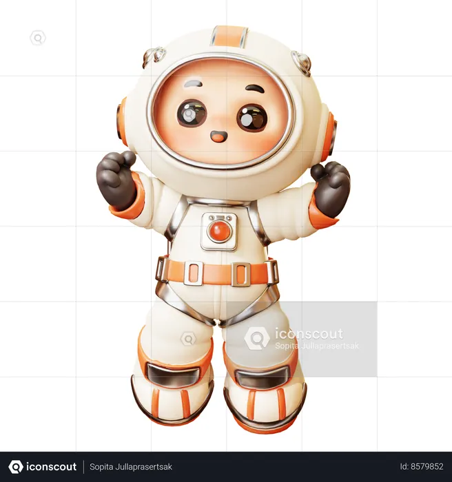 Astronaut Happy In Space  3D Illustration