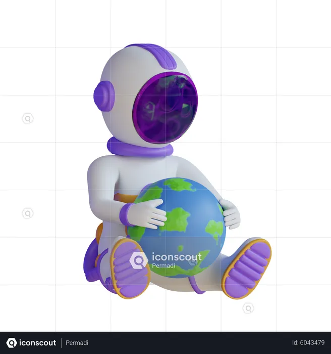 Astronaut Holding Earth  3D Illustration