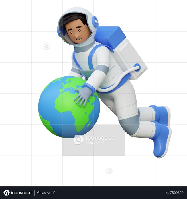 Astronaut Holding Earth  3D Illustration