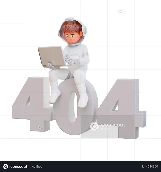 Astronaut Holding Laptop With 404 Error  3D Illustration