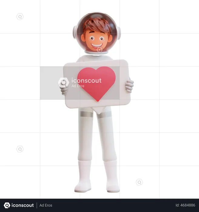 Astronaut Holding Love  3D Illustration