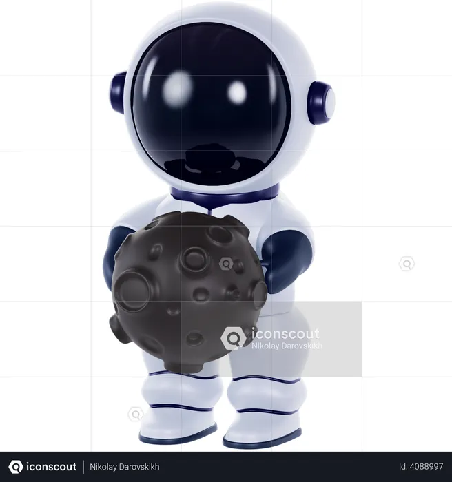 Astronaut holding planet  3D Illustration