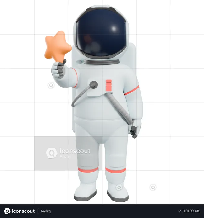 Astronaut Holding Star  3D Illustration