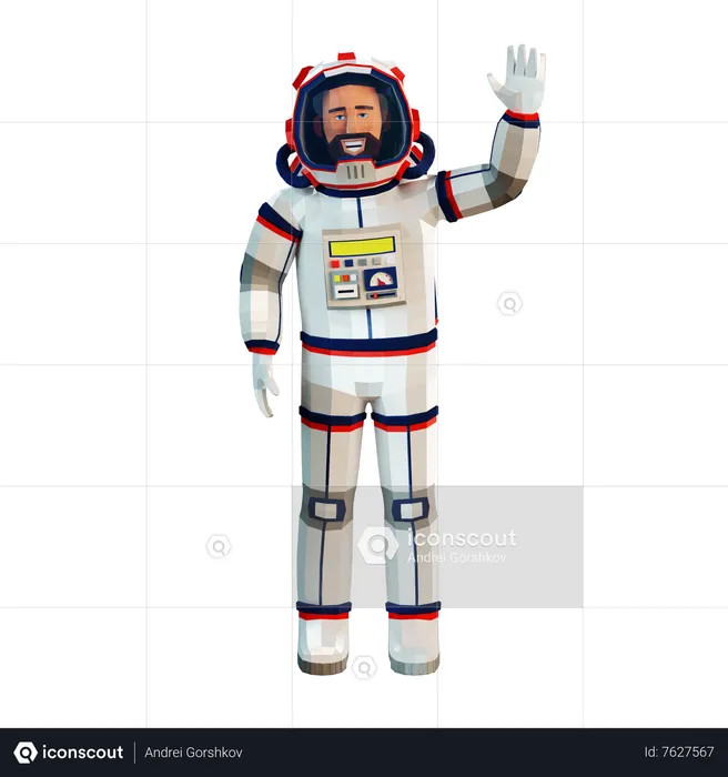 Astronaut in a spacesuit waving and smiling  3D Illustration