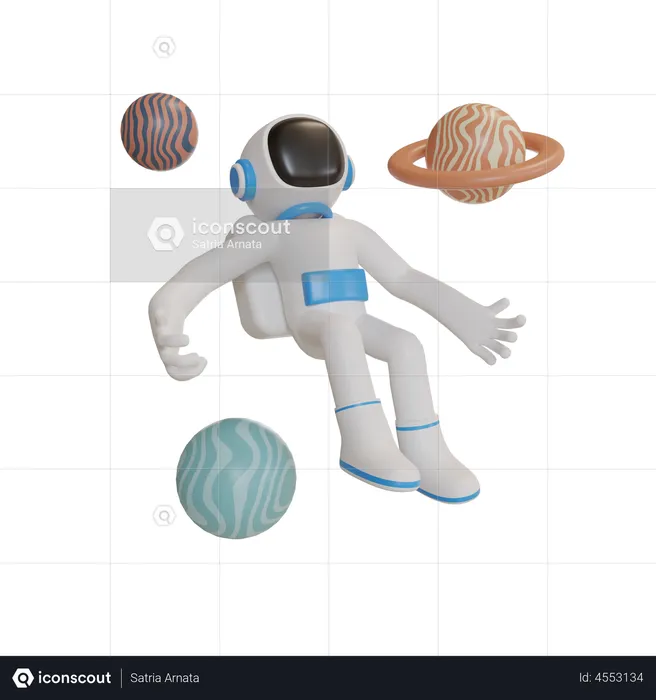 Astronaut in galaxy  3D Illustration