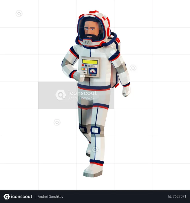 Astronaut in spacesuit walking  3D Illustration
