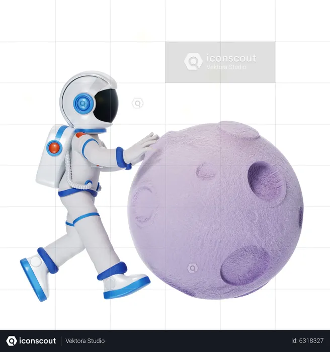 Astronaut in the Moon  3D Illustration