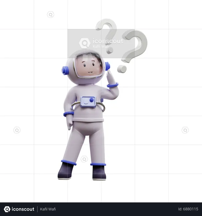 Astronaut Is Asking  3D Illustration