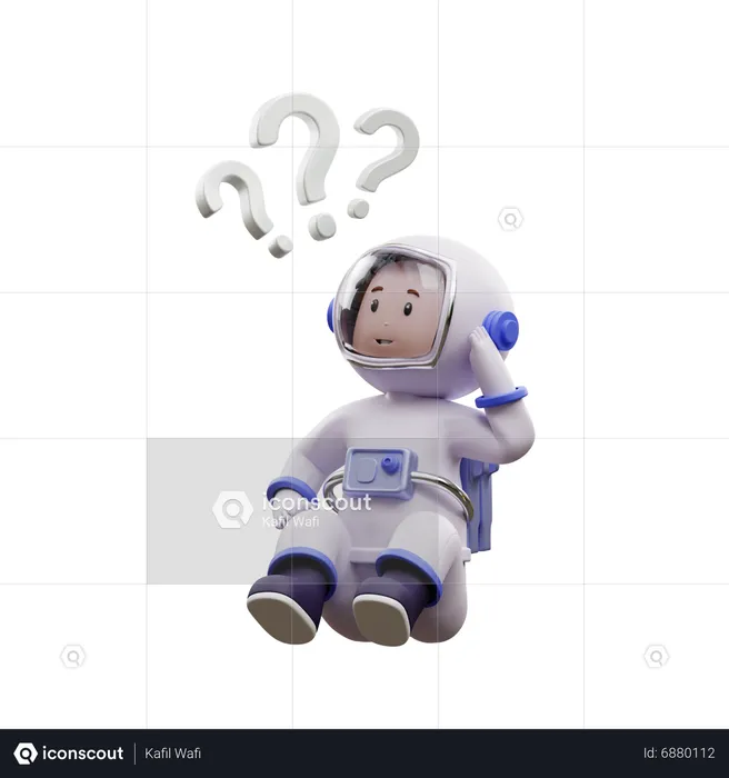 Astronaut Is Asking  3D Illustration