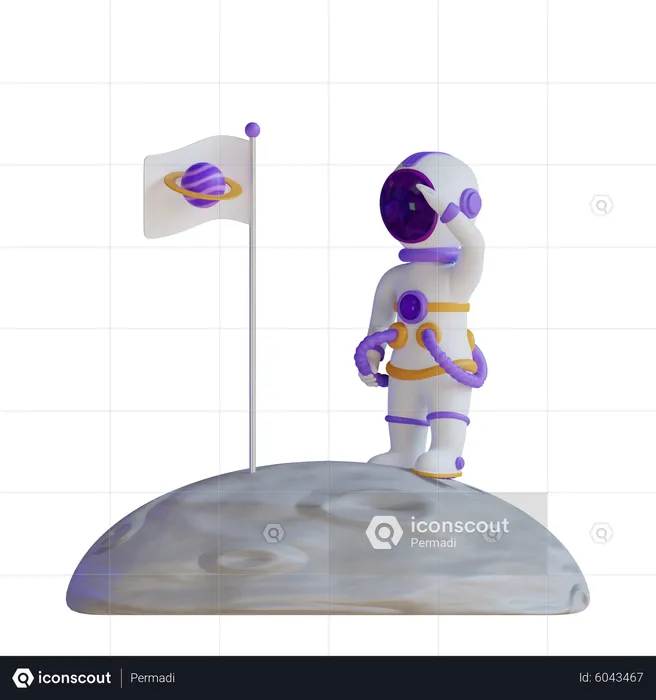 Astronaut landing on the moon  3D Illustration