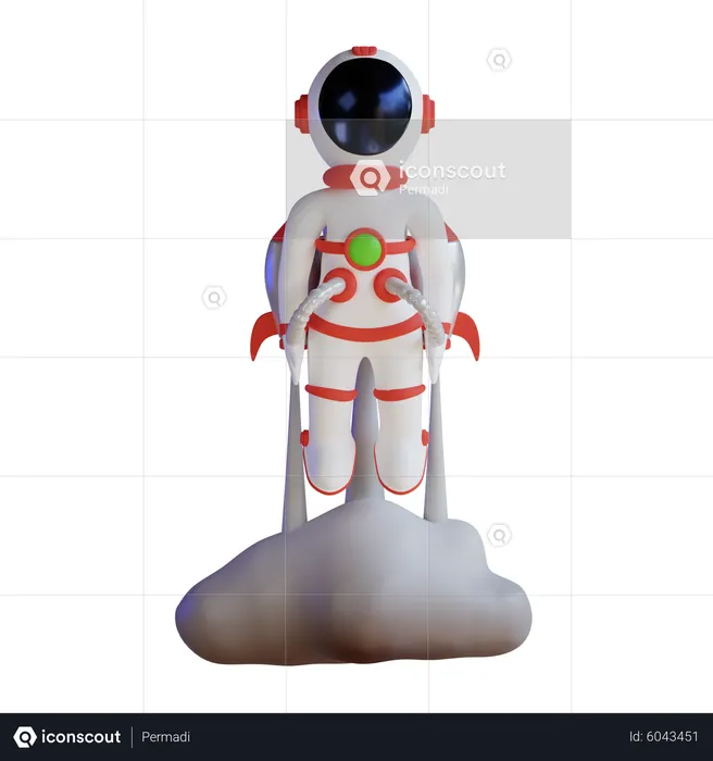 Astronaut Launching On Space  3D Illustration
