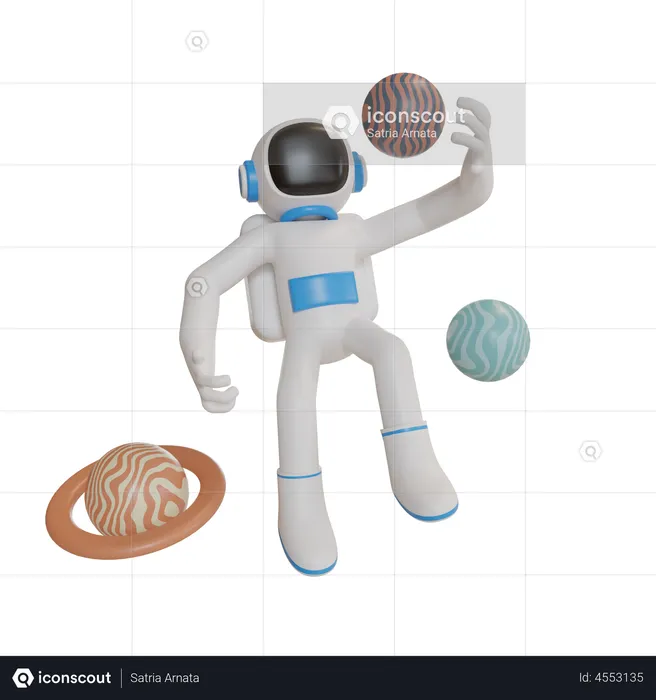 Astronaut looking at planets  3D Illustration