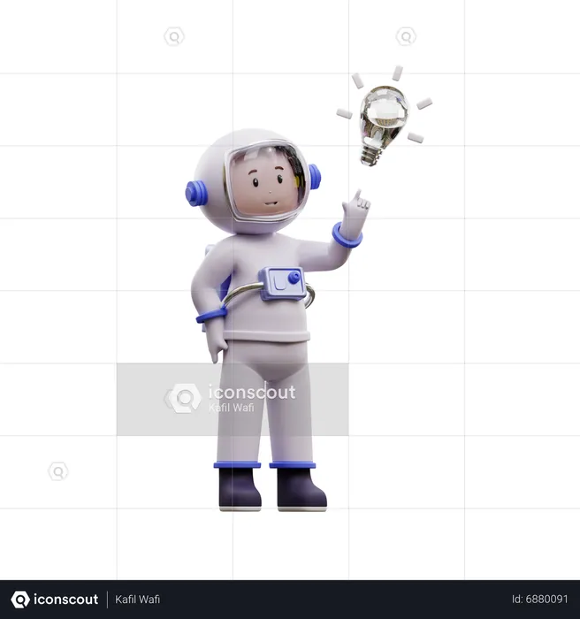 Astronaut mit einer brillanten Idee  3D Illustration