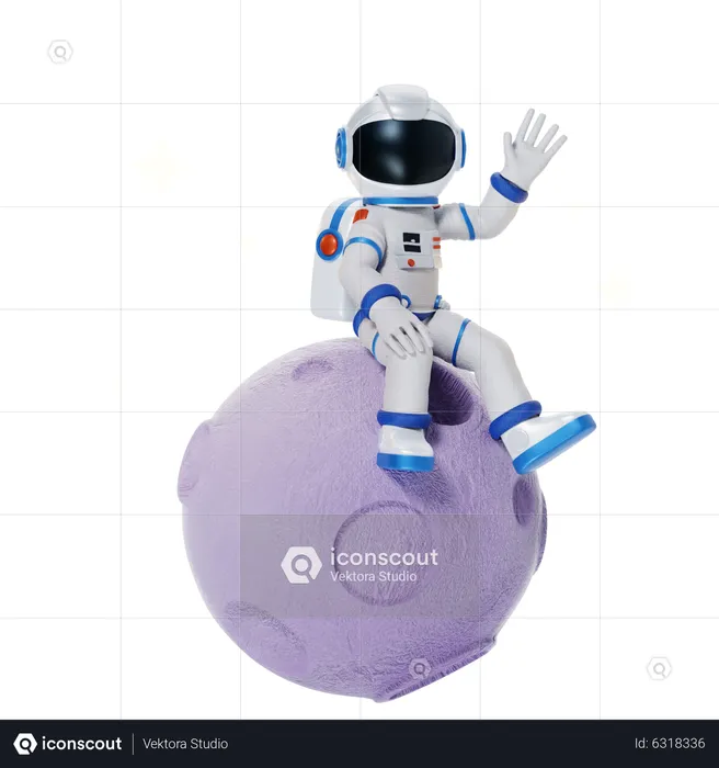 Astronaut on the Moon  3D Illustration