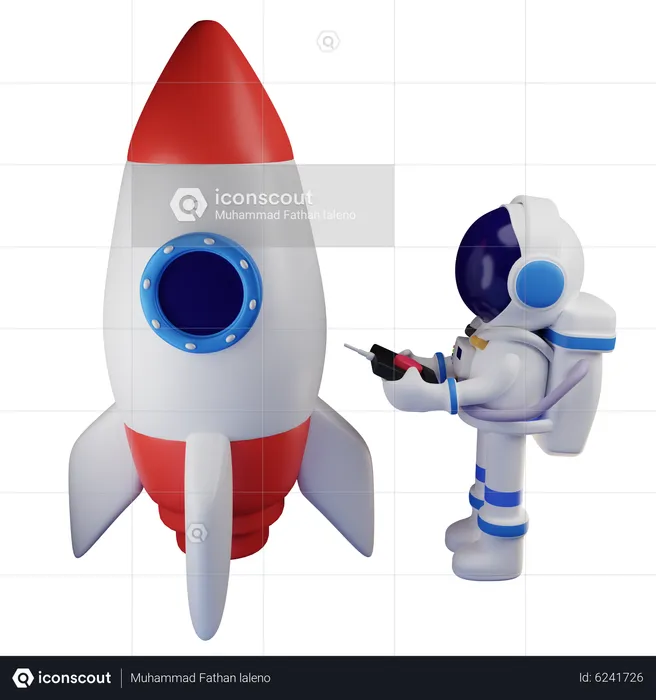 Astronaut Operate Rocket Using Remote  3D Illustration