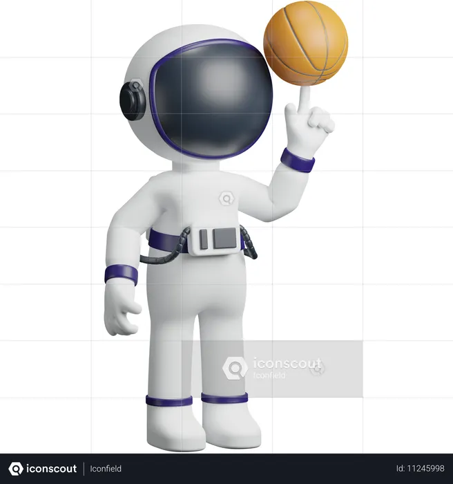 バスケットボールをする宇宙飛行士  3D Icon