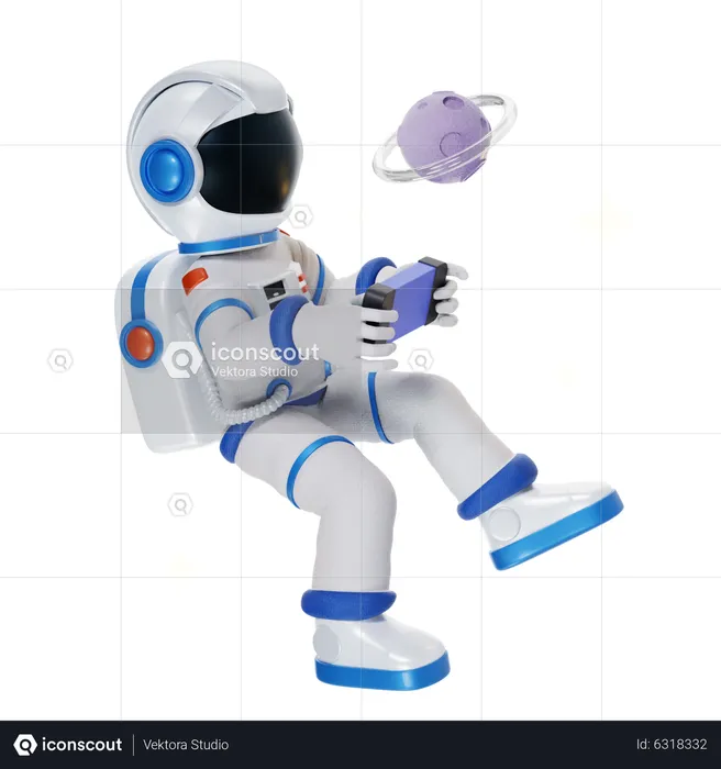 Astronaut Playing in Space  3D Illustration