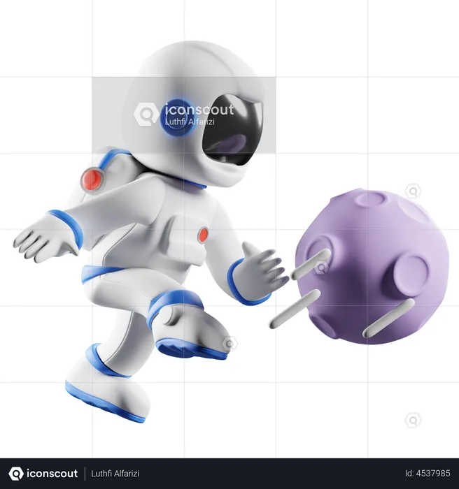 Astronaut playing soccer  3D Illustration