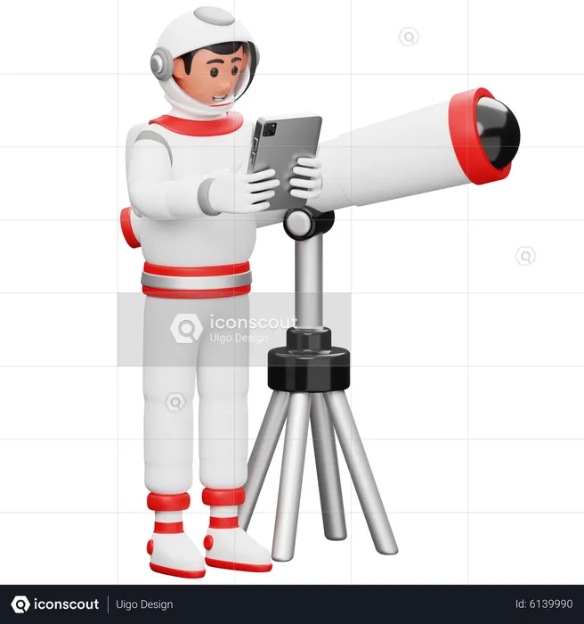 Astronaut Playing Tab  3D Illustration