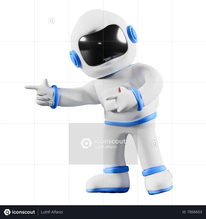Astronaut pointing left side  3D Illustration