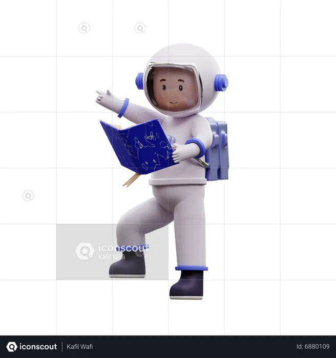 Astronaut Reading A Book  3D Illustration