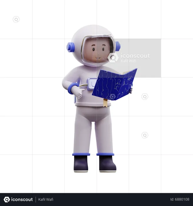Astronaut Reading A Book  3D Illustration