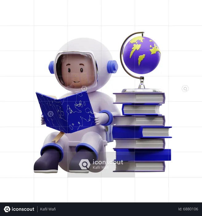 Astronaut Reading A Book  3D Illustration