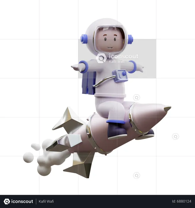 Astronaut reitet eine Rakete  3D Illustration