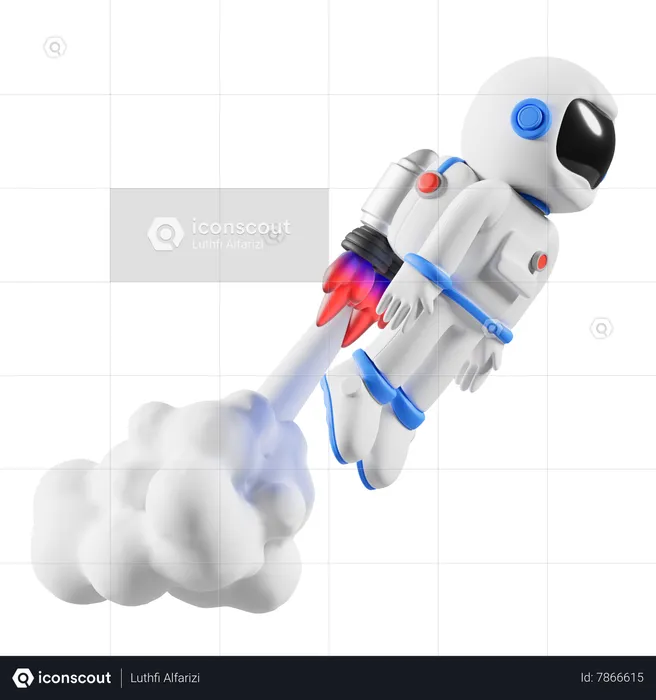 Astronaut riding on jetpack  3D Illustration