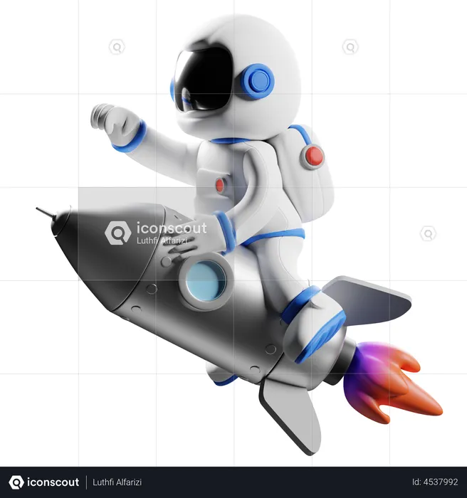 Astronaut riding on rocket  3D Illustration