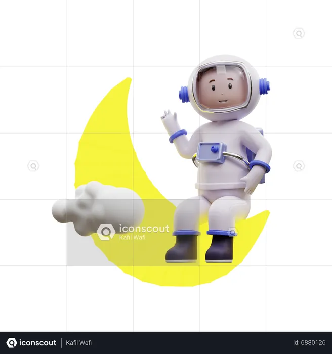 Astronaut Rising To The Moon  3D Illustration