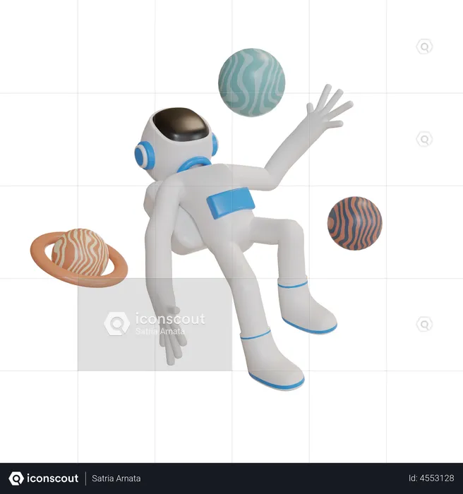 Astronaut roaming in space  3D Illustration