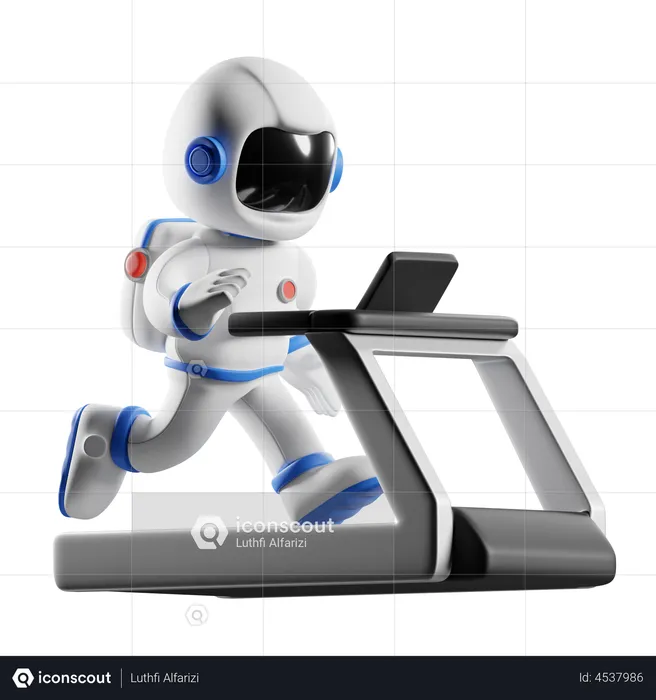 Astronaut running on treadmill  3D Illustration
