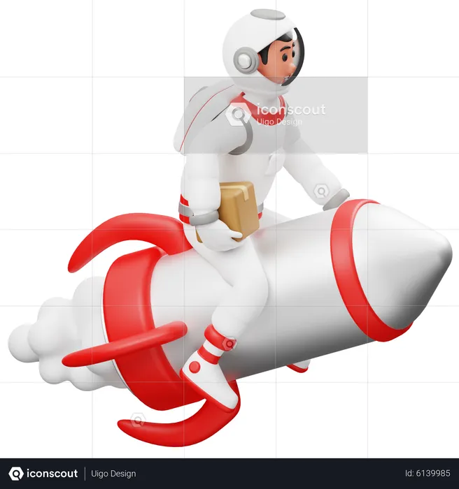Astronaut Sending a Package  3D Illustration