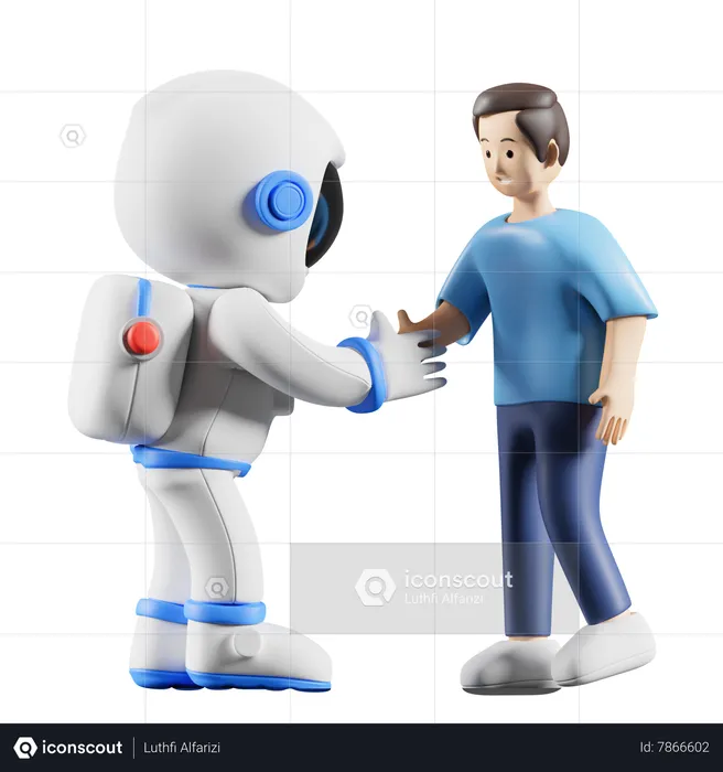 Astronaut shaking hand with human  3D Illustration