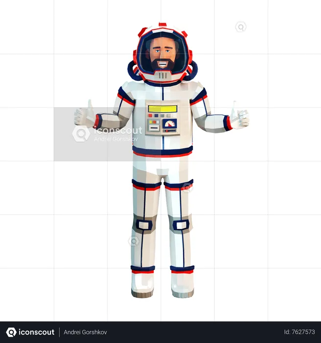 Astronaut showing thumbs up  3D Illustration