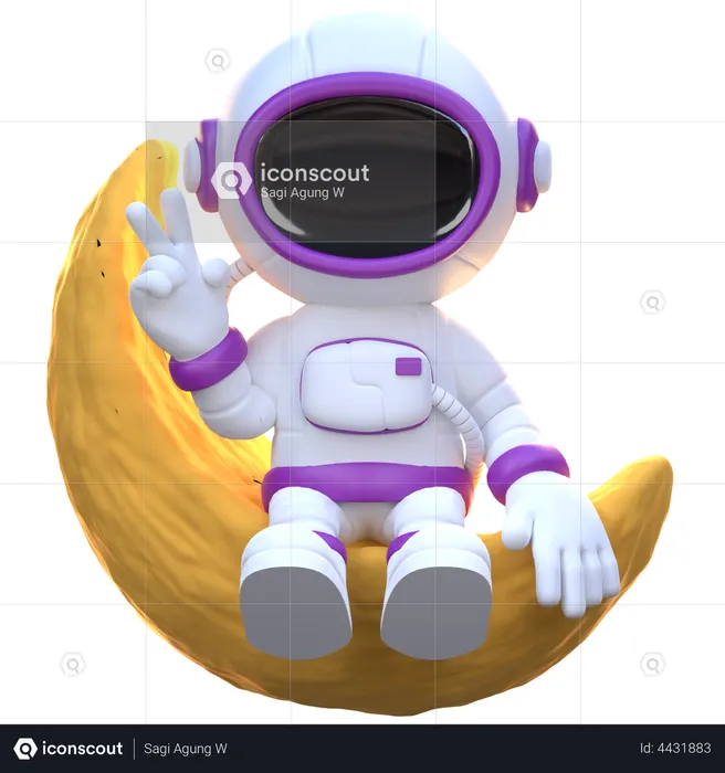 Astronaut showing victory sign  3D Illustration