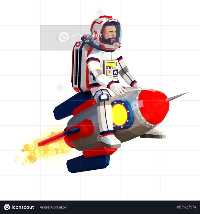Astronaut sitting on rocket  3D Illustration