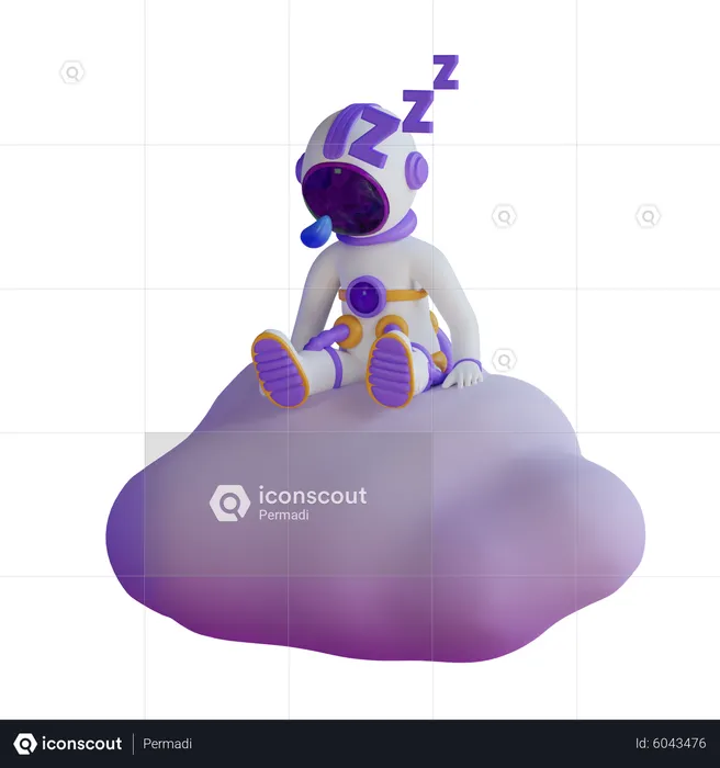 Astronaut Sleep On Cloud  3D Illustration